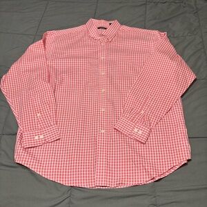 Roundtree and Yorke easy care men’s‎ XL peach/pink plaid button up NWOT